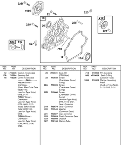 Crankcase Cover Diagram and Parts List for 115432-0135-XX  Briggs and Stratton Engine